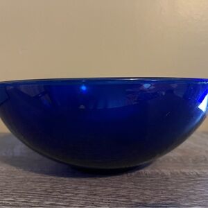 Vintage Cobalt Blue Glass Round Bowl, Cobalt Glass, Glossy Finish